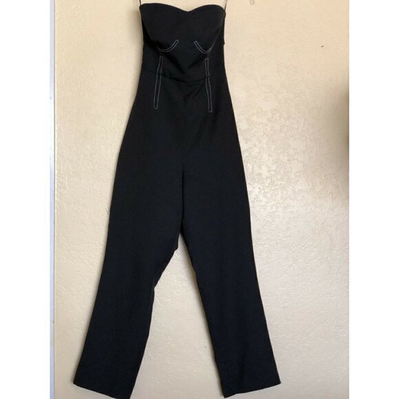 Topshop Women's Contrast Stitch Strapless Black Jumpsuit Size 8 35P09MBLK - Picture 12 of 12